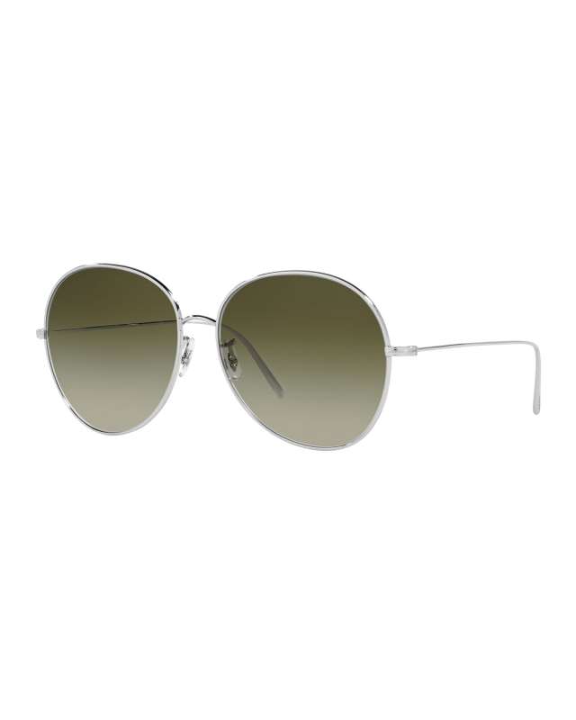 Ysela Oversized Round Metal Sunglasses, Silver